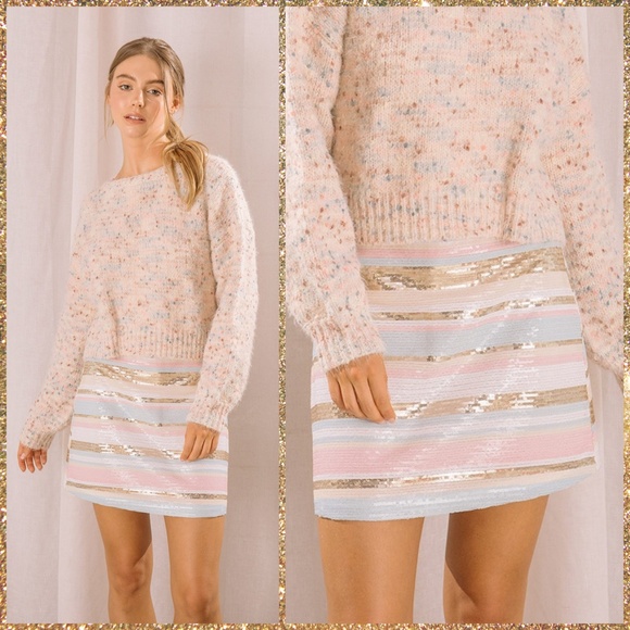 STORIA Super Sexy, Striped, Full Sequined Mini Skirt Fully Lined W/Side … - Picture 4 of 14